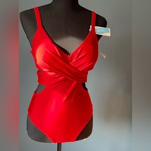 Cupshe one piece, bathing suit, red size M. New with tags.